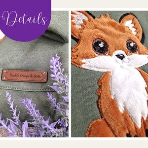 Handmade children's sweater with embroidered cuddly fox available in many colors image 5