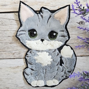 Applikation Katze • als Aufnäher, Bügelpatch oder Klettpatch für den Schulranzen