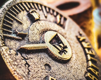 Social Battery - Empty Fuel Gauge Brass worry coin / EDC