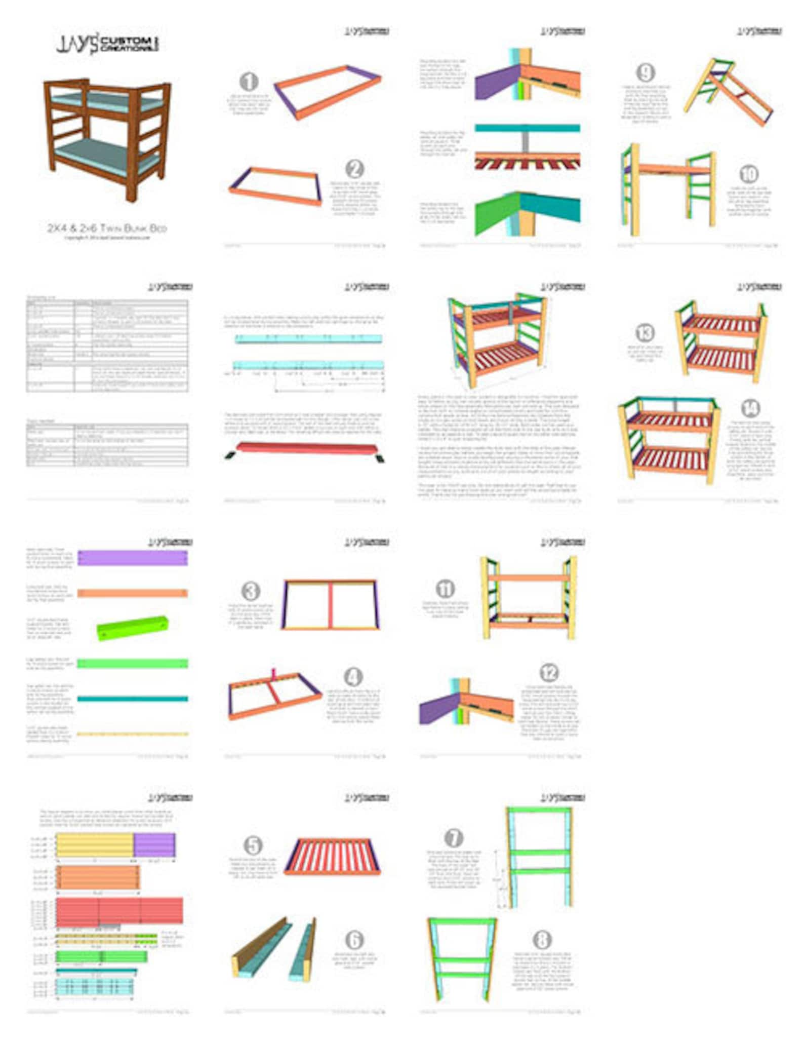 2×4 and 2×6 Twin Bunk Bed PLAN - Etsy