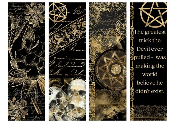 4 x gold leaf gothic bookmarks 1 x printable pdf and etsy