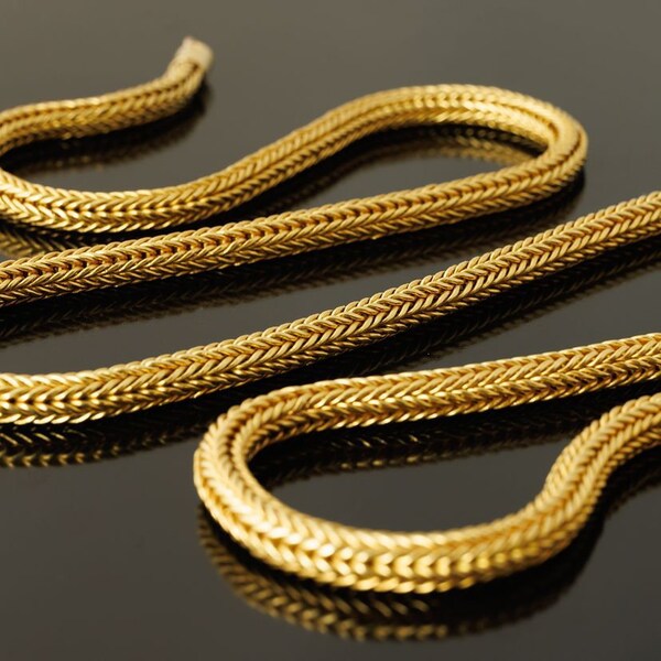 18k gouden ketting, 14k gouden ketting, geelgouden ketting, witgouden ketting, touwketting, 18k gouden ketting, goud vermeil in lengte 18 inch -handgemaakt