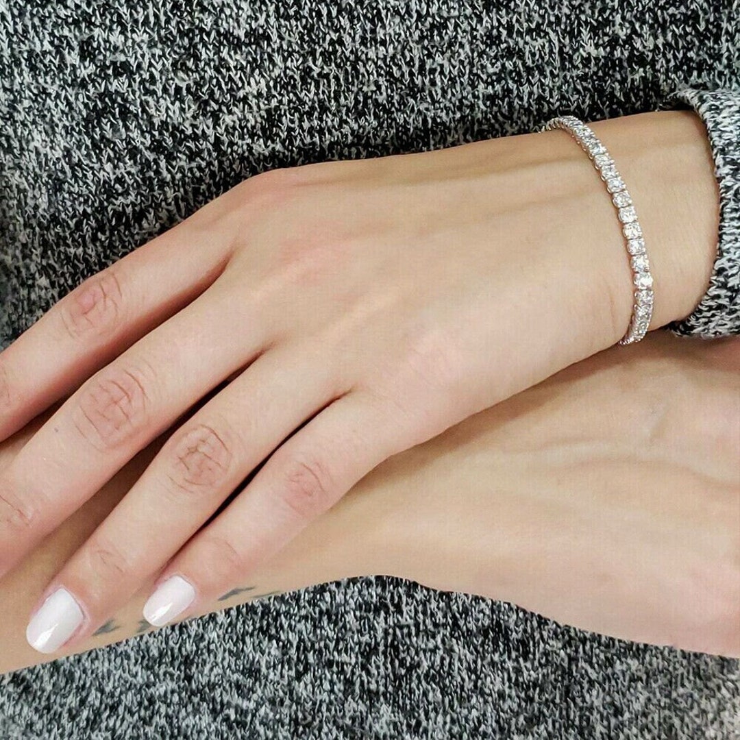 Diamond Tennis Bracelet, 6.50 Carat Round Cut Lab Created Diamond