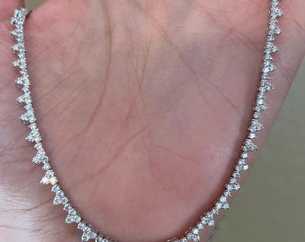 VS1 D 6.00 Ct Round In 14K Solid White Gold Lab Created Diamond Necklace, Lab Grown Diamond Necklace, Diamond Tennis Necklace, Length 17"