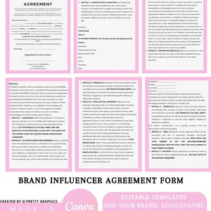 Brand Ambassador Agreement , Editable Social Media Influencer Agreement ...