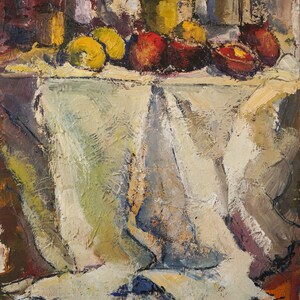 Milieu du siècle, peinture à l'huile vintage originale.  Coloriste post impressionniste - Nature morte - Ernest Julien Malla
