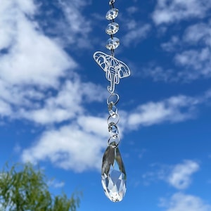 New Lucky Elephant Hanging Sun Catcher Mobile ~ Clear Glass Beads and Droplet ~ Home Garden Window Decoration ~ Gift Idea