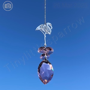 Pinker Flamingo Sun Catcher Mobile: Glasperlen, silberfarbenes Metall