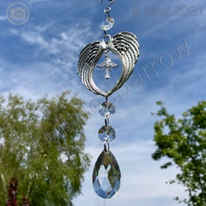 New Guardian Angel Memorial Hanging Sun Catcher Mobile ~ Angel Wings ~ Loss ~ Home Window Decor
