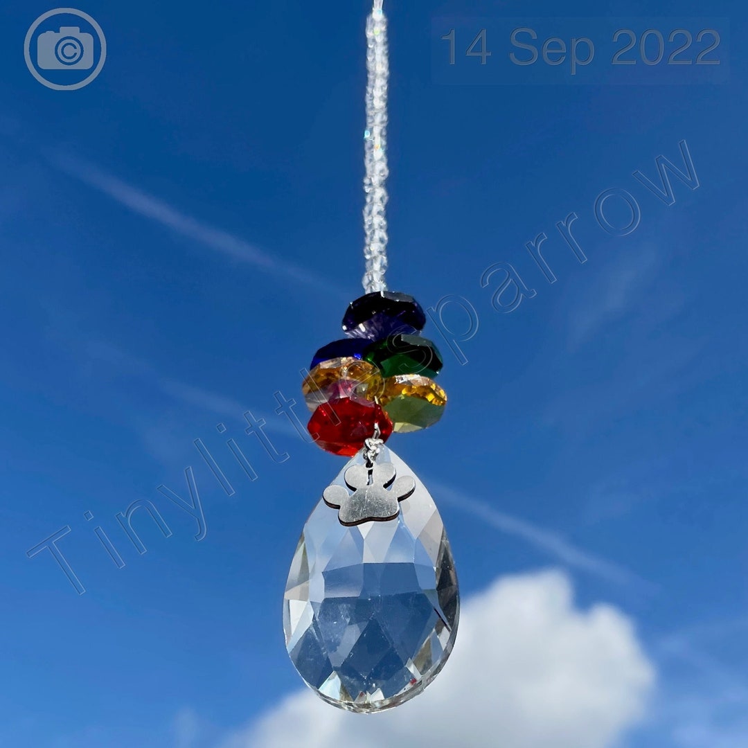 Rainbow Bridge Suncatcher: Pet Loss Memorial With Paw Print Charm - Etsy UK