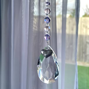 New Sister Sun Catcher Mobile ~ Pink Purple ~ Glass ~ Love / Loss Keepsake or Memorial