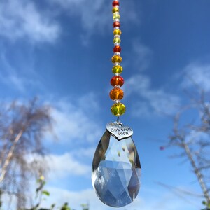New Get Well Soon Charm Sun Catcher Mobile ~ Orange Yellow ~ Glass ~ Gift Idea ~ Window Home Decor