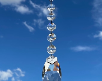 Dad Memorial Sun Catcher: Glass Beads, Silver Charm, Ready to Hang