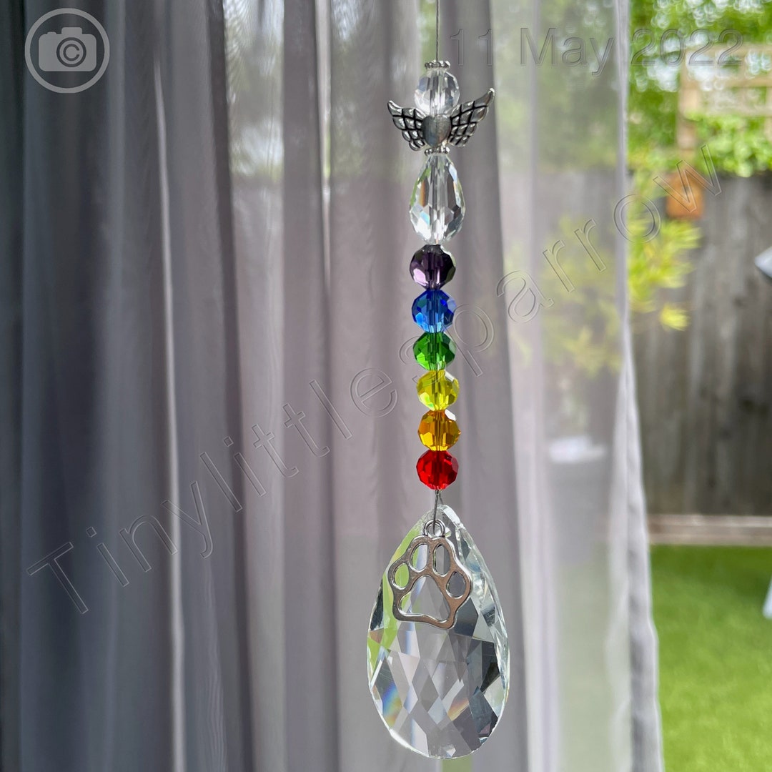 Rainbow Bridge Suncatcher: Pet Loss Memorial With Paw Charm - Etsy