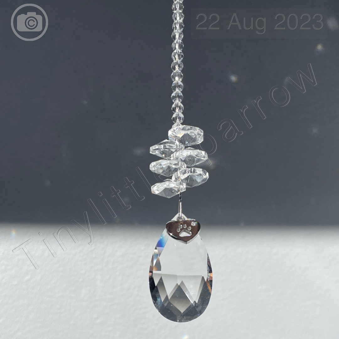 Pet Loss Memorial Suncatcher: Paw Print Heart, Glass Beads - Etsy