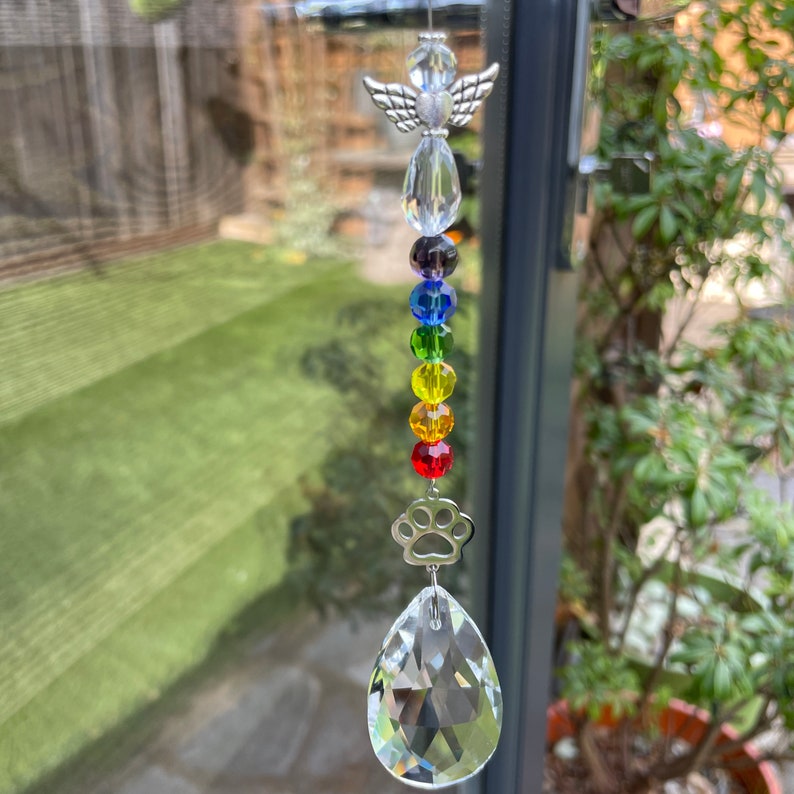 New Rainbow Bridge Pet Loss Angel Sun Catcher Paw Print - Etsy