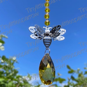 Neues 3D Bumble Bee Sun Catcher Mobile ~ Gelbe Glasperlen ~ Fensterdeko ~ Wohndeko