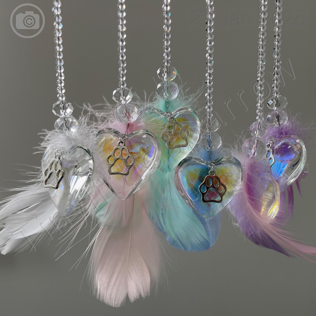 Pet Loss Memorial Sun Catcher: Paw Print Glass Heart Keepsake - Etsy