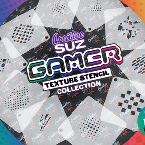 Gamer Comic Texture Stencils | Airbrush, Face Painting & Cake Decorating | Flexible Reusable Mylar | 9.5cm Squares