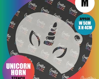 Unicorn Horn (3 sizes available) - Face Painting Airbrush Craft Cake Stencil - Cute Kids Design - Flexible & Reusable