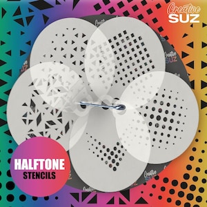 Halftone Collection - Face Painting Airbrush Craft Cake Stencils - Mylar - Flexible & Reusable - 7 cm x 7 cm discs