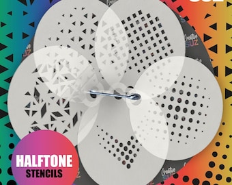Halftone Collection - Face Painting Airbrush Craft Cake Stencils - Mylar - Flexible & Reusable - 7 cm x 7 cm discs