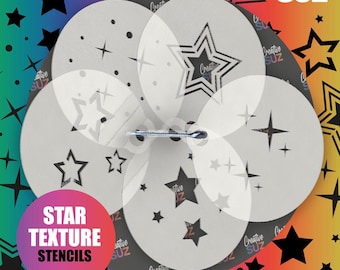 Star Shape Collection - Face Painting Airbrush Craft Cake Stencils - Mylar - Flexible & Reusable - 7 cm x 7 cm discs