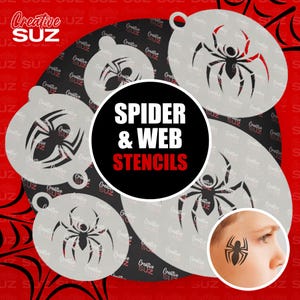 Spider Stencils - Face Painting Airbrush Craft Cake Art - Kids Popular Designs - Flexible & Reusable