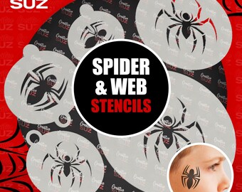 Spider Stencils - Face Painting Airbrush Craft Cake Art - Kids Popular Designs - Flexible & Reusable