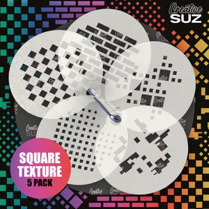 Squares - Cubes - Bricks - Pixels - Halftone - Face Painting Airbrush Craft Cake Stencils - Mylar - Flexible & Reusable - 7 cm x 7 cm discs