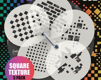 Squares - Cubes - Bricks - Pixels - Halftone - Face Painting Airbrush Craft Cake Stencils - Mylar - Flexible & Reusable - 7 cm x 7 cm discs