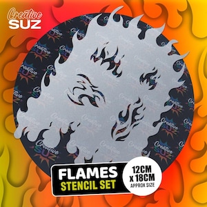 Sjabloon met vuur- en vlammentextuur - Herbruikbaar mylar voor airbrushen, schminken, knutselprojecten en taarten.