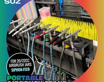 Portable Airbrush Stand for Siphon Feed 20/20cc Jars, Table Mount Design, Extendable Airbrush Holder, Model Painting, Miniatures & Body Art