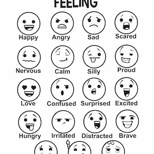 Feelings Chart/Children's Mental Health/Printable Counseling Activities