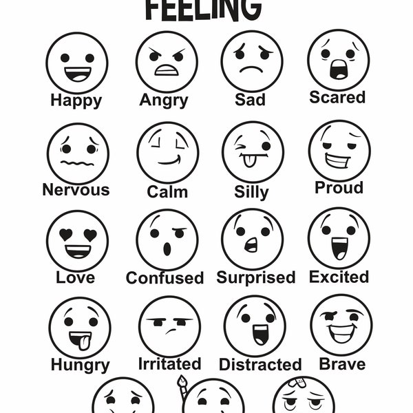 Gefühle Chart / Psychische Gesundheit von Kindern / druckbare Beratung Aktivitäten