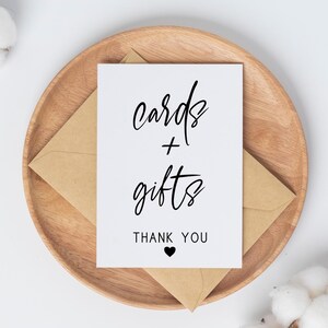 Cards and Gifts Sign Printable, Modern Minimalist Wedding Sign, 4x6 and 8x10, Wedding Template, Baby Shower Sign, Bridal Shower Gift Sign