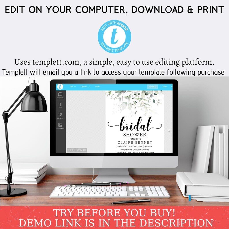 Bridal Shower Invitation Printable, Wedding Shower Invite Template ...