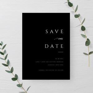 Elegant Save the Date Template Black Download and white Save the Date Modern Simple Save the Date Card Templett