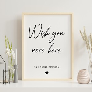 Wish You Were Here Sign, In Loving Memory Sign Template, Modern Minimalist Wedding Signage, Watching From Heaven Sign, 5x7 8x10 Wedding Sign