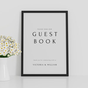 Modern Guest Book Sign, Elegant Guest Book Sign Template, Editable Sign Guestbook Sign Printable Sign Templett #001-562GB
