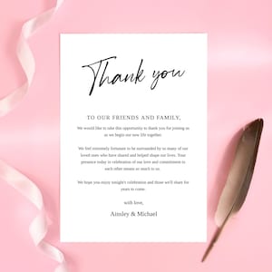 Plantilla de carta de agradecimiento, descarga instantánea de Templett, nota de agradecimiento de invitado de boda, imprimible, editable,