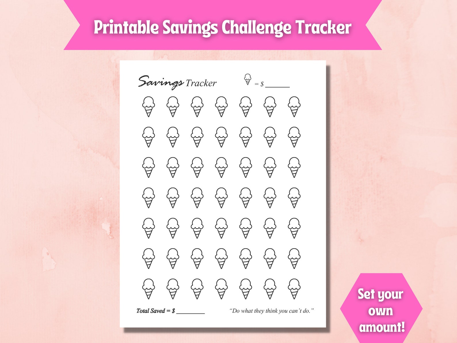 Ice Cream Savings Tracker Cute Savings Tracker Printable Etsy