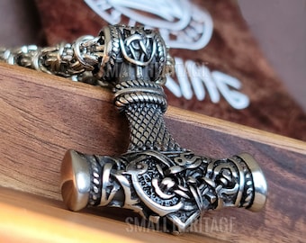 Large Viking Stainless Steel Necklace Norse Amulet Pendant Thor Hammer Mjolnir