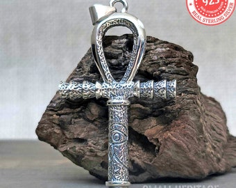 Key Of Life Ankh Necklace 925 Sterling Silver Pendant Ancient Egyptian Protection Amulet