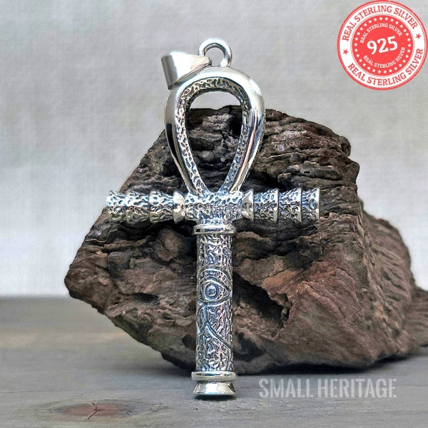 Key Of Life Ankh Necklace 925 Sterling Silver Pendant Ancient Egyptian Protection Amulet