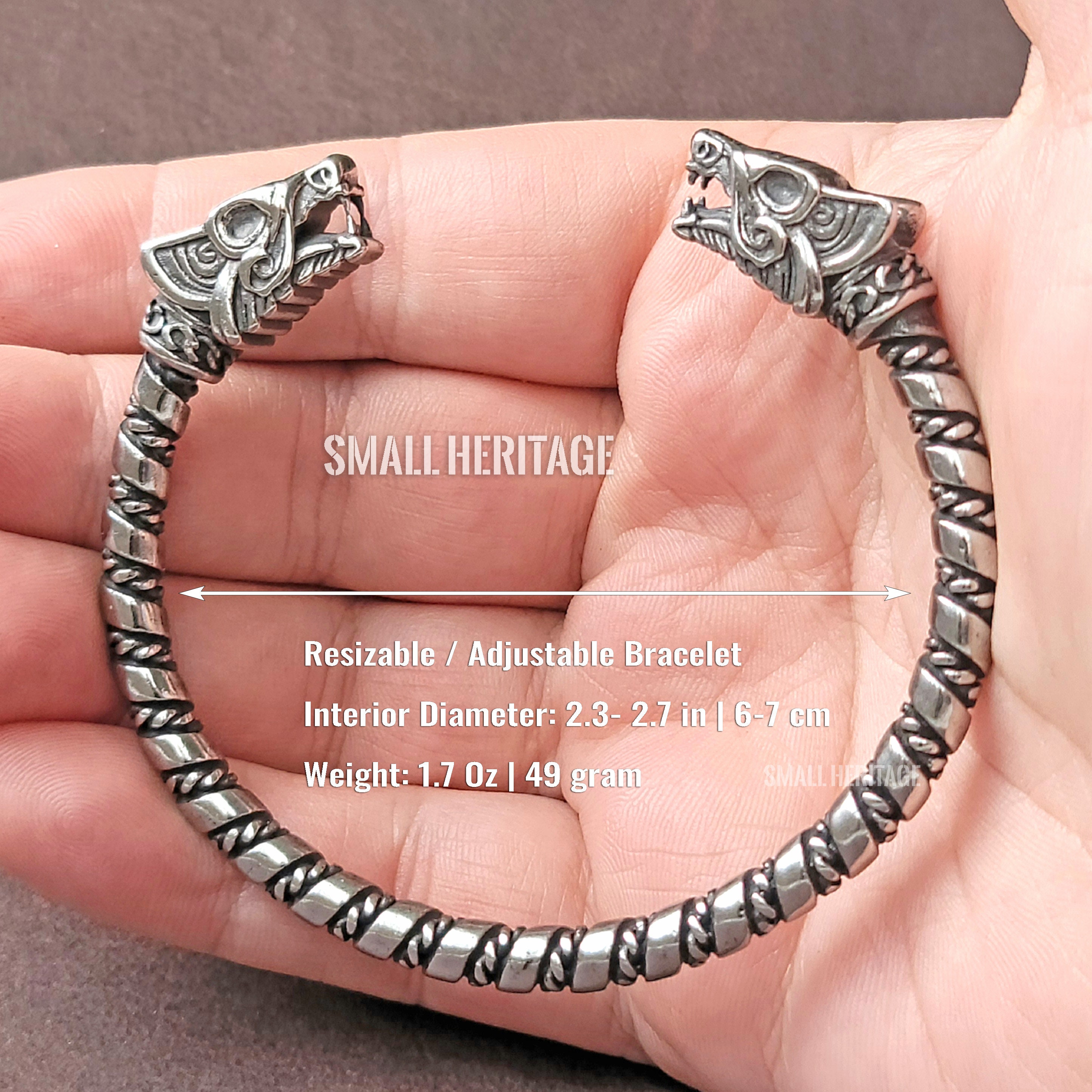 Dragon Heads Bracelet Viking Accessories Stainless Steel Men Cuff