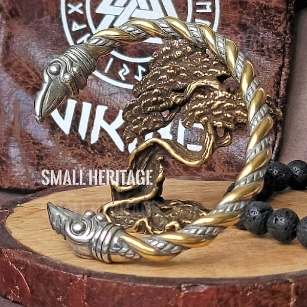 Viking Stainless Steel Raven Head Bracelet Norse Cuff Silver Gold Color Men