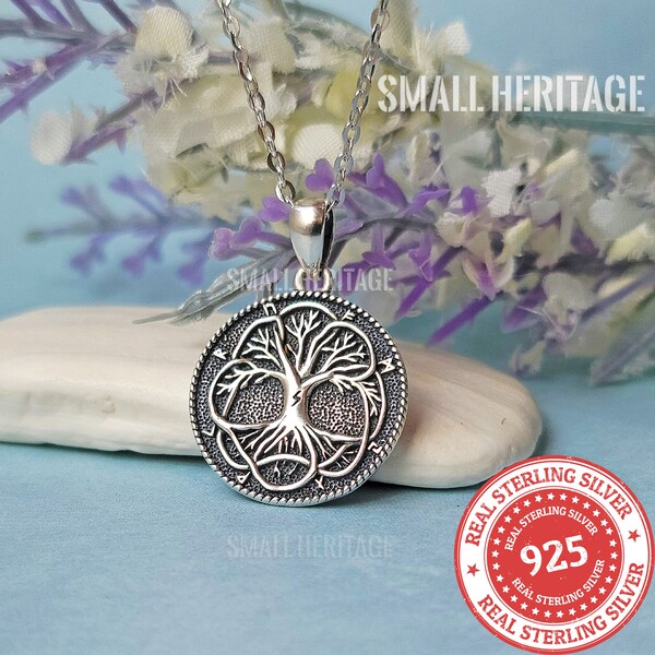 Yggdrasil Necklace 925 Sterling Silver Tree Of Life Amulet Small Pendant 20 In Chain