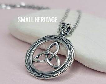 Celtic Knot Necklace 925 Sterling Silver Irish Amulet Trinity Pendant Chain