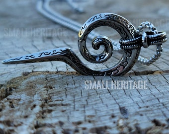 316L Stainless Steel Amulet Necklace Totem Snake Mayan Scepter Pendant Men Women